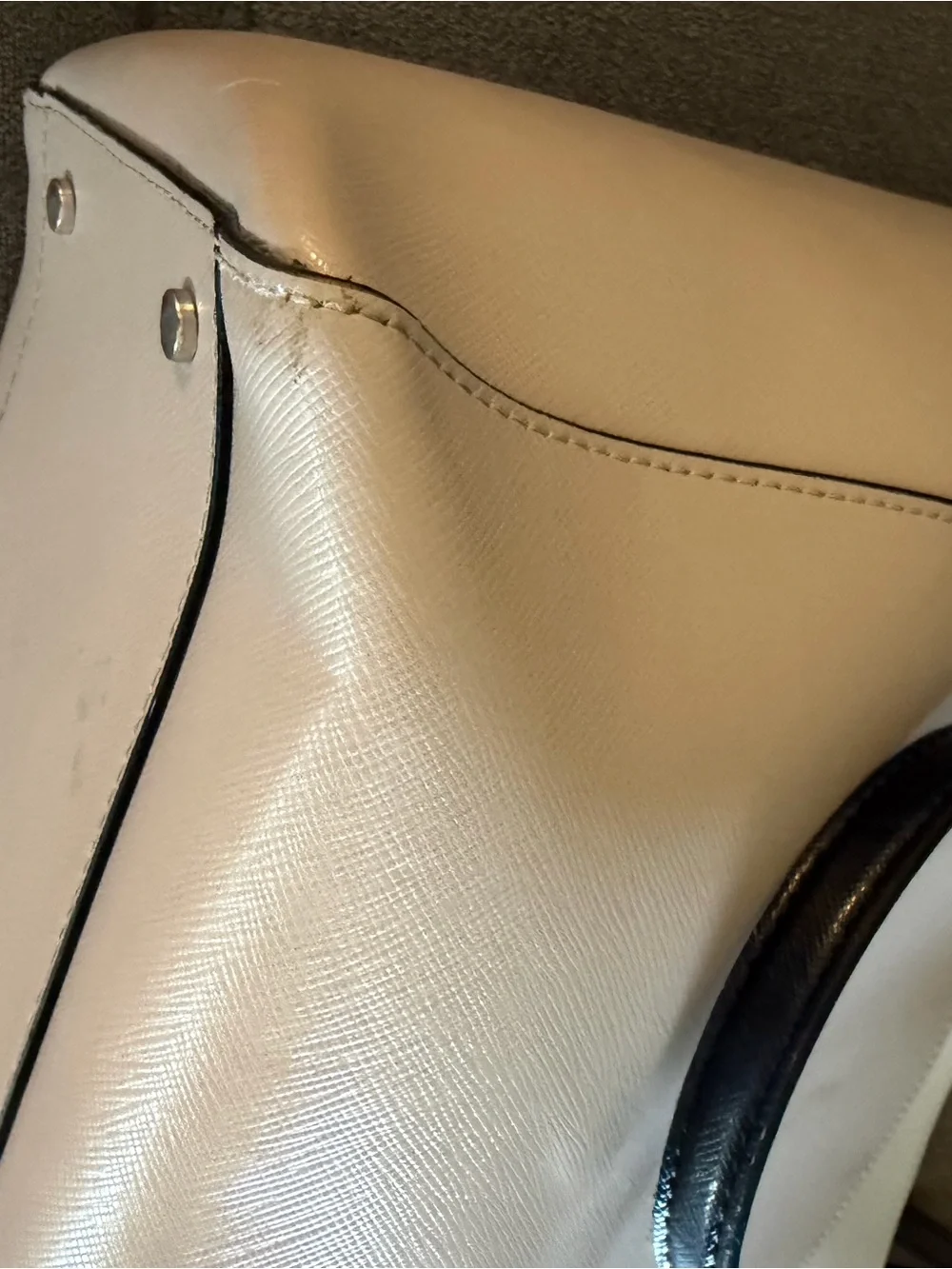 kate spade cream/tan tote with black trim